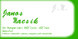 janos macsik business card